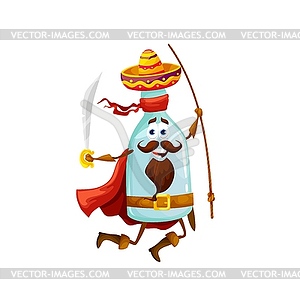 Cartoon mexican tequila pirate character, rover - vector EPS clipart