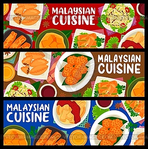 Malaysian cuisine meals banners, asian food - vector clipart