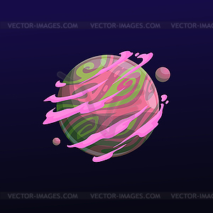 Мультяшная галактика, планета розовых облаков, фантастическое пространство - изображение в векторном виде