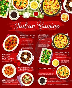 Italian cuisine restaurant menu design template - vector image