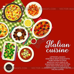 Italian cuisine menu cover page design template - vector image