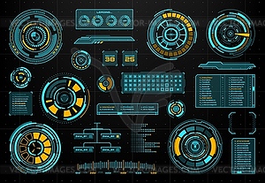 HUD futuristic infographics, interface neon panel - vector image