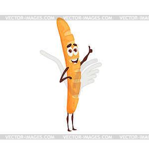 Happy long loaf bread funny character - vector clip art