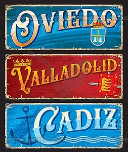 Овьедо, Кадис, Вальядолид испанские городские номера - изображение векторного клипарта