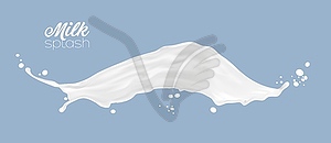 Milk, yogurt or cream wave splash with splatters - vector image