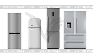 Realistic kitchen refrigerator, fridge machines - vector clipart