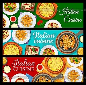 Italian cuisine food menu Italy restaurant banners - vector clipart