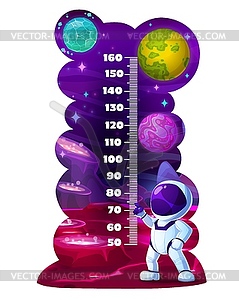 Galaxy planets and astronaut kids height chart - vector clip art