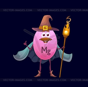 Мультяшный персонаж волшебника магния с микроэлементами - векторное изображение