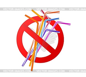 Forbidden plastic straw, prohibition sign - vector clipart