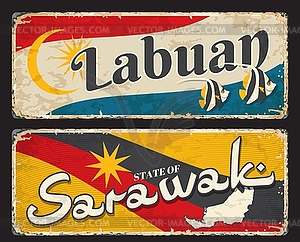 Labuan, Sarawak Malaysian regions travel stickers - vector clipart