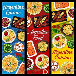 Argentine food, Argentinian cuisine dishes banners - vector clip art