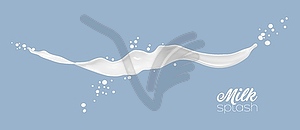 Long milk, yogurt or cream wave splash with drops - vector image