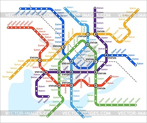 Metro underground, subway transport system map - vector clipart