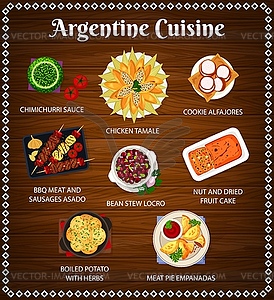 Argentine food cuisine, Argentinian bbq, empanadas - vector clipart