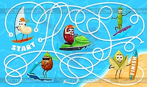 Labyrinth maze cheerful nut characters on vacation - vector clipart / vector image