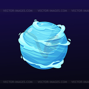 Cartoon cold space planet with ice and snow - vector image