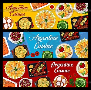 Argentine cuisine banners, Argentinian food dishes - vector clipart