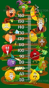 Cartoon fruit magician, wizard kids height chart - vector EPS clipart