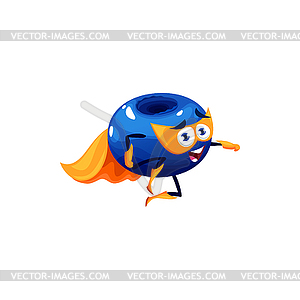 Funny blueberry flying character, superhero berry - vector clip art