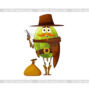 Cartoon gooseberry robber or bandit character - vector clipart