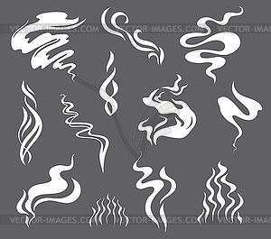 Мультяшные эффекты дыма, ароматизатор пищи, кофейный пар - стоковое векторное изображение