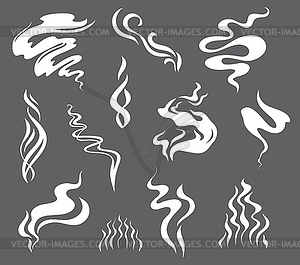 Cartoon smoke effects, food flavor, coffee steam - vector image