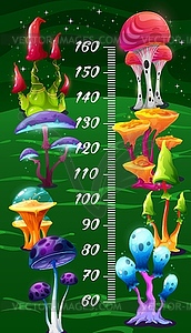 Fantasy fairy magic mushrooms kids height chart - vector clip art