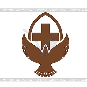 Christianity icon with Holy spirit dove and cross - vector clip art