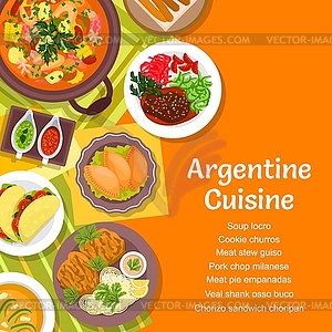 Argentine cuisine dishes menu cover template - vector clip art