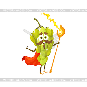 Cartoon cute grape magician character - vector clipart