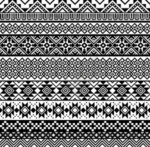 Mexican Aztec, Mayan borders pattern backgrounds - vector clip art