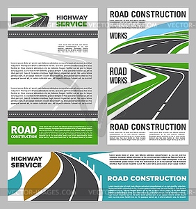 Highway road repair and construction service works - vector clipart