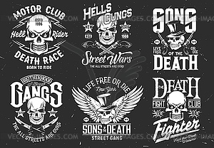 Tshirt prints skulls mascots for apparel - vector clipart