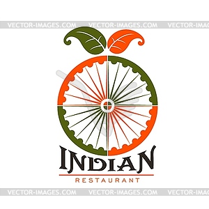 Indian cuisine, asian food restaurant icon - vector clip art