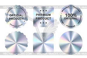 Hologram stickers, holographic labels for original - vector image