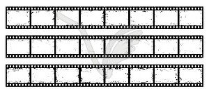 Длинная полоса фильма в стиле гранж, винтажная диафильмовая лента - стоковый векторный клипарт