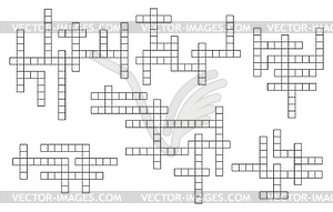 Crossword riddle, wordsearch game grids set - vector image