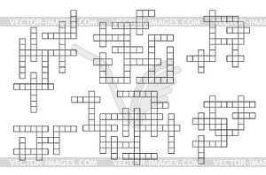 Crossword game, word riddle grids collection - stock vector clipart