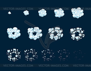 Cartoon smoke explosion, game sprite asset, effect - vector clipart