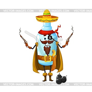 Cartoon mexican pulque corsair character, tequila - vector clip art