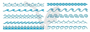 Ocean blue wave line, water pattern border, frame - vector clipart