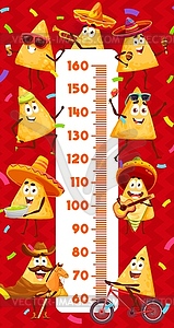 Funny mexican nachos chips kids height chart - vector clipart