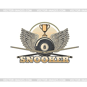 Snooker icon of sport game cues and balls - vector image