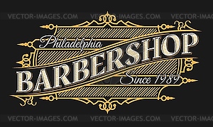 Barbershop vintage sign, barber shop antique label - vector clip art