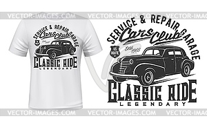 Classic vehicles restoration club t-shirt print - vector clipart