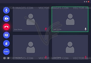 Интерфейс видеовызова, шаблон пользовательского интерфейса экрана видеовызова - клипарт в формате EPS