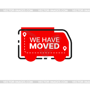 We have moved icon, office or home address change - vector image