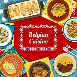Шаблон титульной страницы меню бельгийской кухни - изображение в векторе