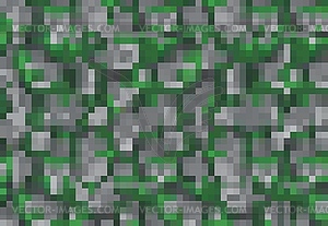 Pixel game background with grass and ground blocks - vector image
